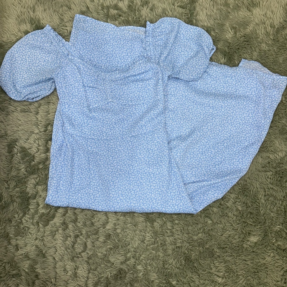 Hollister Light Blue Off-Shoulder Dress with slit